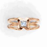 Criss-Cross Shank Diamond Solitaire Ring - 18Kt Rose Gold vermeil